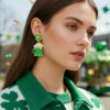 O1CN01fyksxj2JjMhggGeGy_3025409457-0-cib Wholesale St. Patrick's Four-leaf Clover Alloy Oil-drip Diamond Beer Mug Earrings
