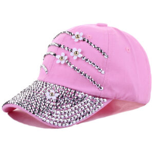 Pink small flower Diamond baseball cap / Adjustable