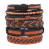 Wholesale Handwoven Multi-layered Vintage Men's Leather Bracelet