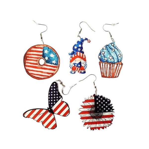 Wholesale Independence Day Flag Butterfly Acrylic Earrings