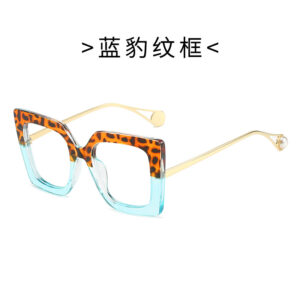 Upper leopard print lower blue frame