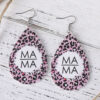 Wholesale Jewelry Mother's Day Leopard MAMA Letter PU Leather Earrings