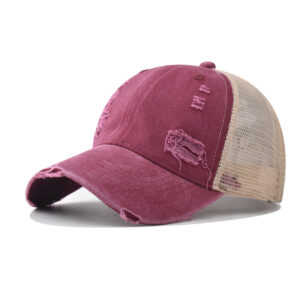 hole washed net cap red / Adjustable