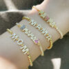 Wholesale Mother's Day MAMA Zircon Copper Bracelet