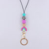 Wholesale Cartoon Rainbow Silicone Bead Hanging Rope Identification Necklace Keychain
