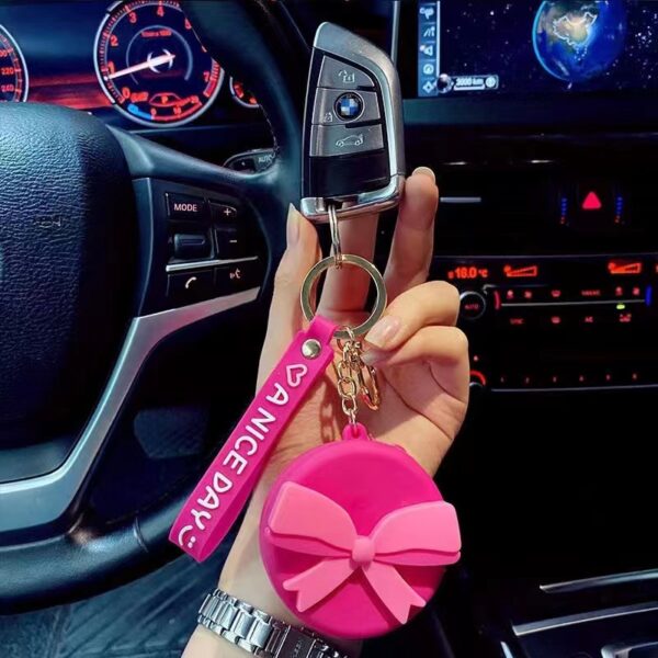 Wholesale Soft Rubber Pink Bow Coin Purse Keychain