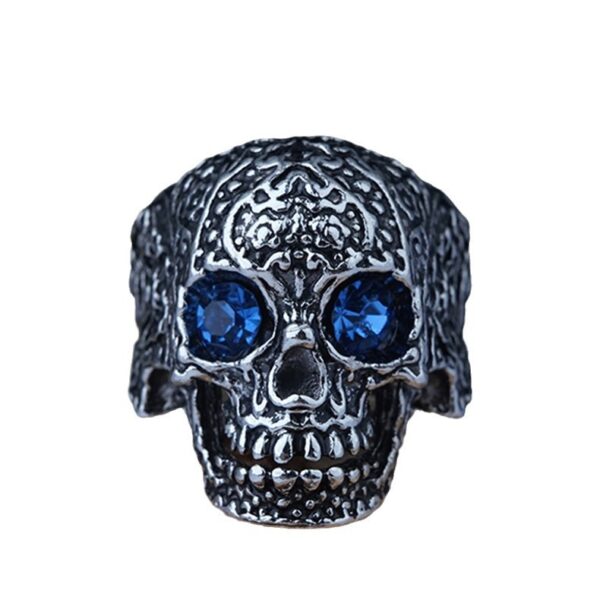 Wholesale Crystal Color Eyes Skull Open Adjustable Ring