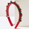 Wholesale New Red and Green Christmas Headband Women's Simple Thin Edge Flannel Christmas Bell Hair Ornament