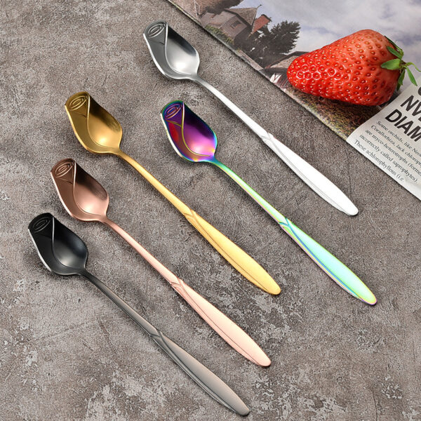Wholesale Stainless Steel Cherry Blossom Rose Heart Plum Blossom Honey Spoon