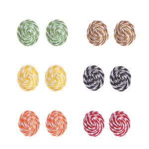Wholesale Raffia Colorblock Oval Ear Studs