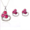 Wholesale Necklace Set Colorful Diamond Heart Shape Female Pendant Alloy Earrings