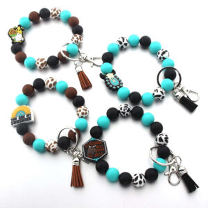 Wholesale Cartoon Animal Western Cowboy Silicone Tassel Bracelet Keychain