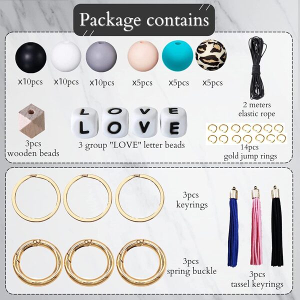 Wholesale 84 Pieces of Silicone Beads, Silicone Beads, 15mm Candy Colored DIY Wrist Keychain Kit