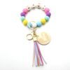 Wholesale Cartoon Love Wooden Sign Creative MAMA Letter Silicone Bead Wrist Keychain