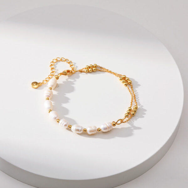 Wholesale Pearl Gold Plated Double Copper Bracelet