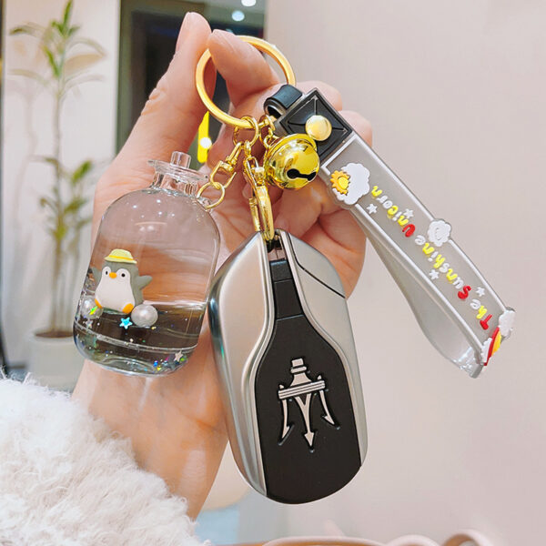 Wholesale Acrylic Quicksand Bottle Penguin Keychain