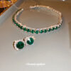 O1CN01gIryAB1RiSScALZkX_3494832145-0-cib Wholesale Diamond Emerald Square Earrings and Necklace Set
