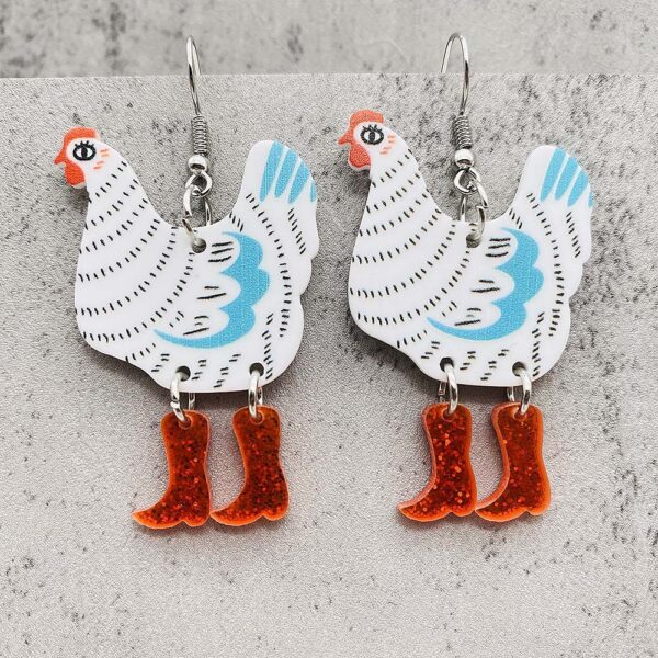 O1CN01gIwvVy26rWUg2TS6l_2209785017715-0-cib Wholesale Funny High Heels Polka Dot Rooster Acrylic Earrings