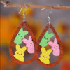 Wholesale Easter Openwork Bunny Wooden Earrings