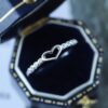 Wholesale Hollow Diamond Heart Shaped Sterling Silver Ring