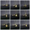 Wholesale Flower Dragonfly Stainless Steel Necklace Earrings Set