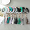Wholesale Leopard Print Silicone Beaded Tassel Wrist Keychain