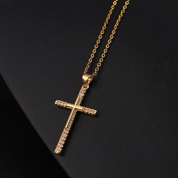 Wholesale Copper Micropaved Zircon Cross Pendant Necklace