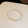 Wholesale Frosted Glass Pearl Flower Beading Bracelet