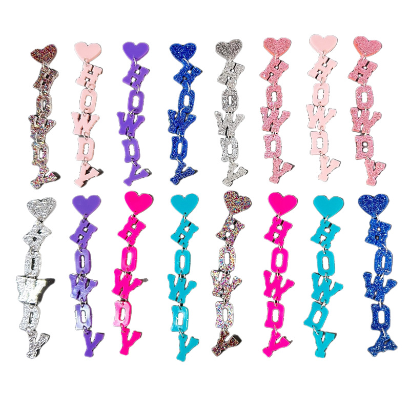 Wholesale Amazon European and American Cross-border Western Cowboy HOWDY Long Letter Acrylic Earrings Earrings Earrings