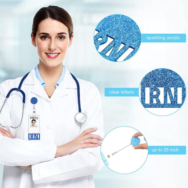 Wholesale Badge Reels Acrylic Easy-Pull Button ID Card Holder Badge Scroll Retractable Keychain