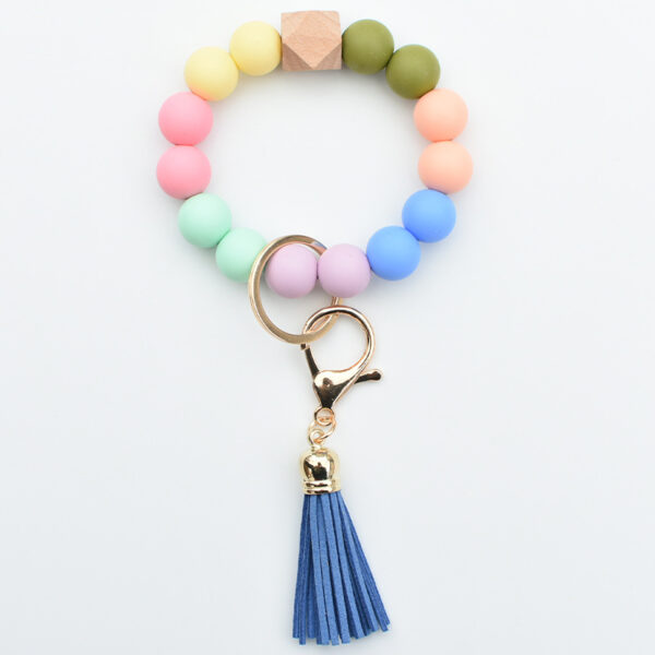 Wholesale Colorful Silicone Beaded Wrist Keychain