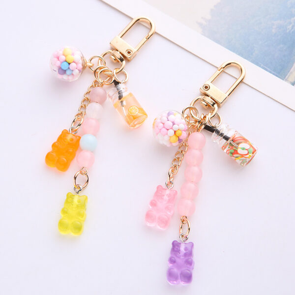 Wholesale Candy Bears Iridescent Gummy Candy Crystal Keychains