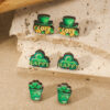 Wholesale St. Patrick's Day Lucky Shamrock Hat Wooden Stud Earrings