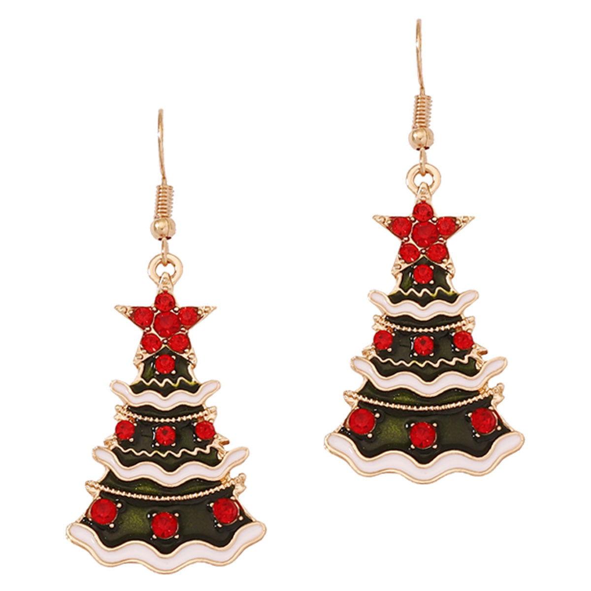 Wholesale Christmas Alloy Diamond Inlaid Christmas Tree op Oil Earrings