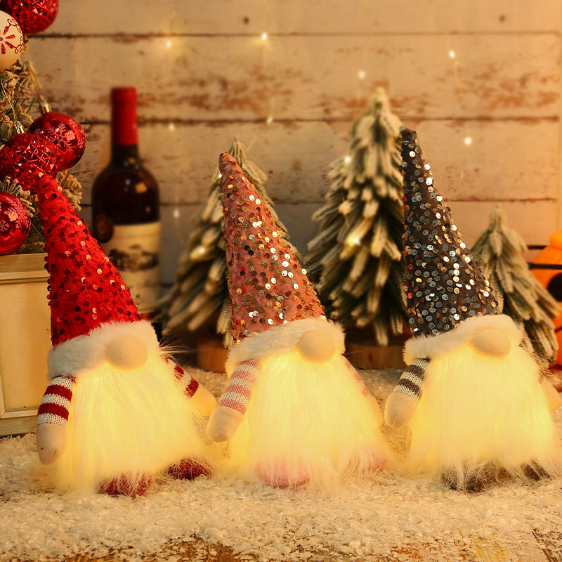 Wholesale Christmas Sequins with Lights and Faceless Doll Ornaments