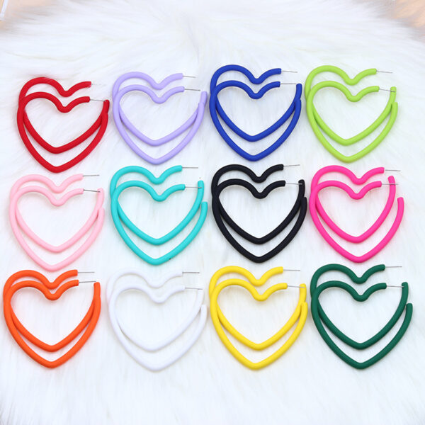 Wholesale Valentine's Day 12 Colors Big Heart Acrylic Earrings