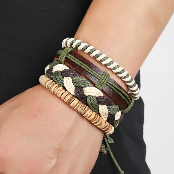 Wholesale Hemp Rope Hand Made Leather Bracelet Set of Four