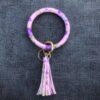 Wholesale Chinese Style Flower Series Pu Leather Tassel Bracelet Keychain