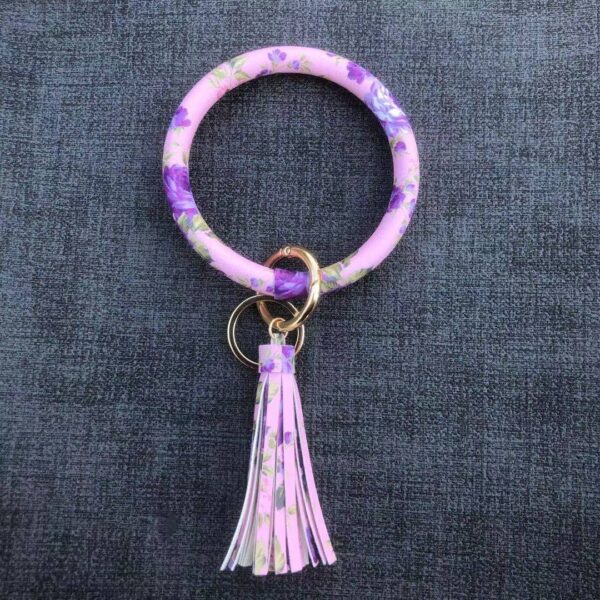 Wholesale Chinese Style Flower Series Pu Leather Tassel Bracelet Keychain
