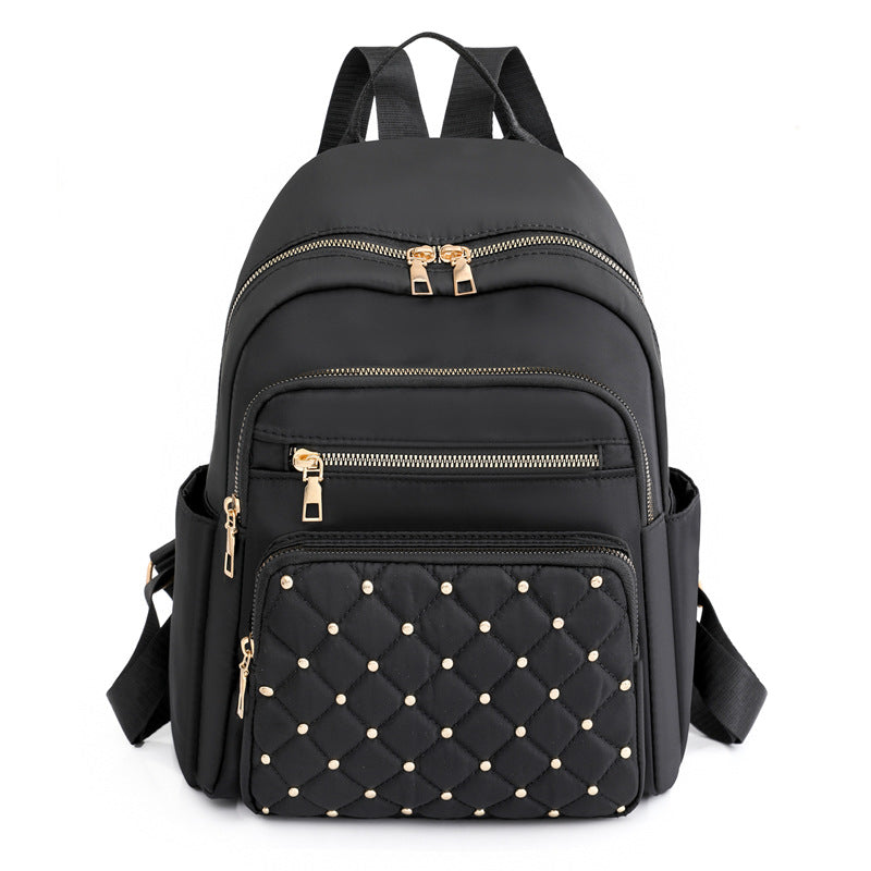 Wholesale Solid Color Diamond Car ing Rivets Oxford Cloth Backpack