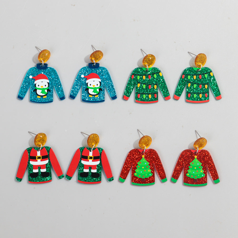 Wholesale Christmas Sweater Acrylic Earrings