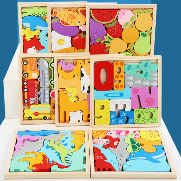 O1CN01gWCdn22Er4rBBkej4_2202167608797-0-cib Wholesale Cartoon Animals Three-dimensional Wooden Fruits and Vegetables Transportation Puzzle Puzzle Board