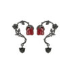 Wholesale Thorn Cane Red Rose Alloy Earrings
