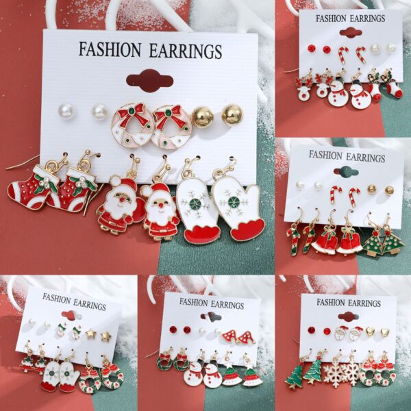 Wholesale Christmas Santa Claus Snowflake Bell Elk Alloy Earrings
