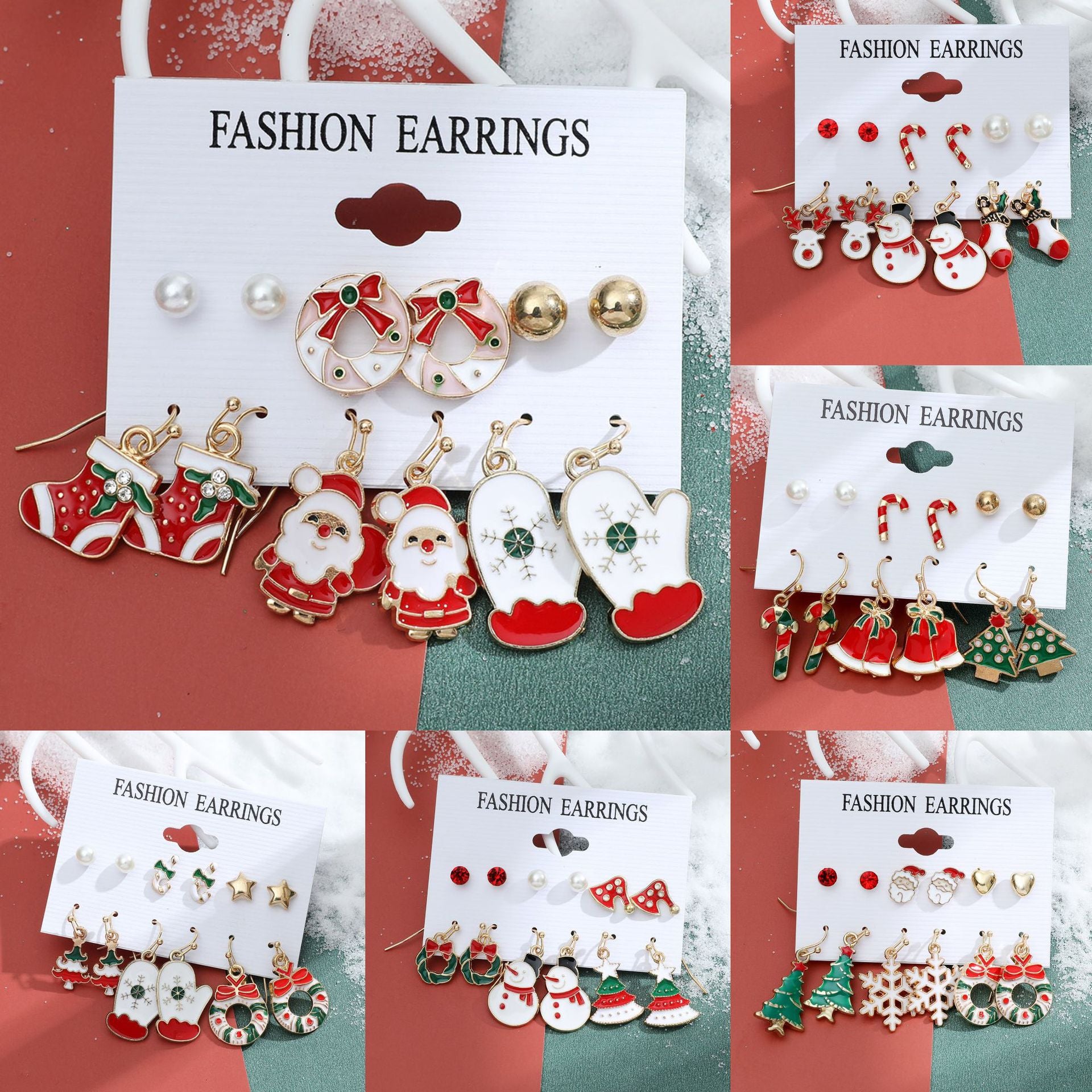 Wholesale Christmas Snowflake Bell Elk Alloy Earrings