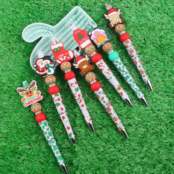 Wholesale Beaded Pens Christmas Series Silicone Beads Plastic Ballpoint Pen