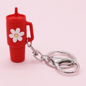 Red flower flower cup key chain
