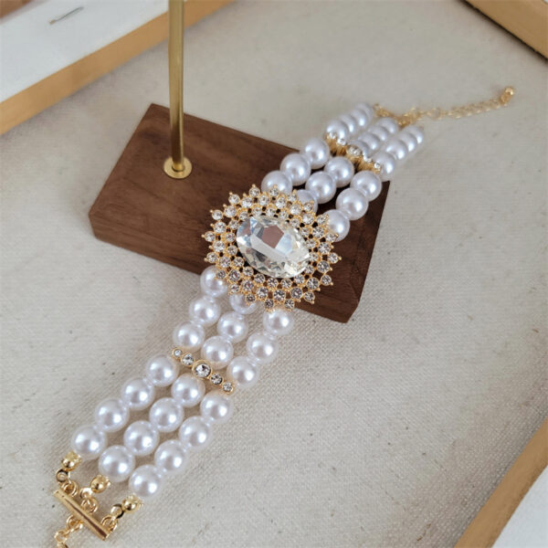 Wholesale Crystal Diamond Studded Multi Row Pearl Bracelets
