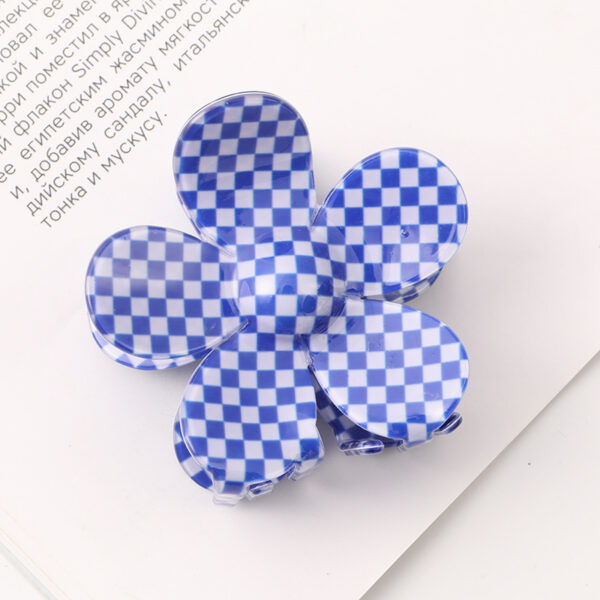 Wholesale Checkered Flower Colored Acrylic Hair Clips
