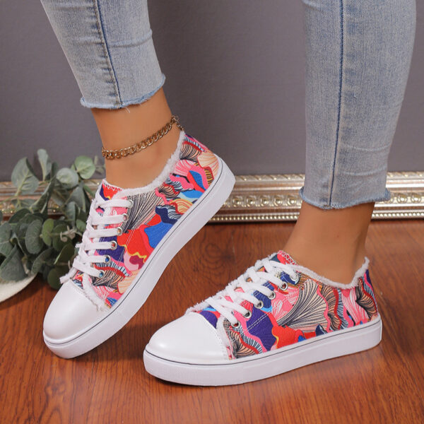 Wholesale Lace Up Flat Casual Canvas Shoes Rubber Women Shoes